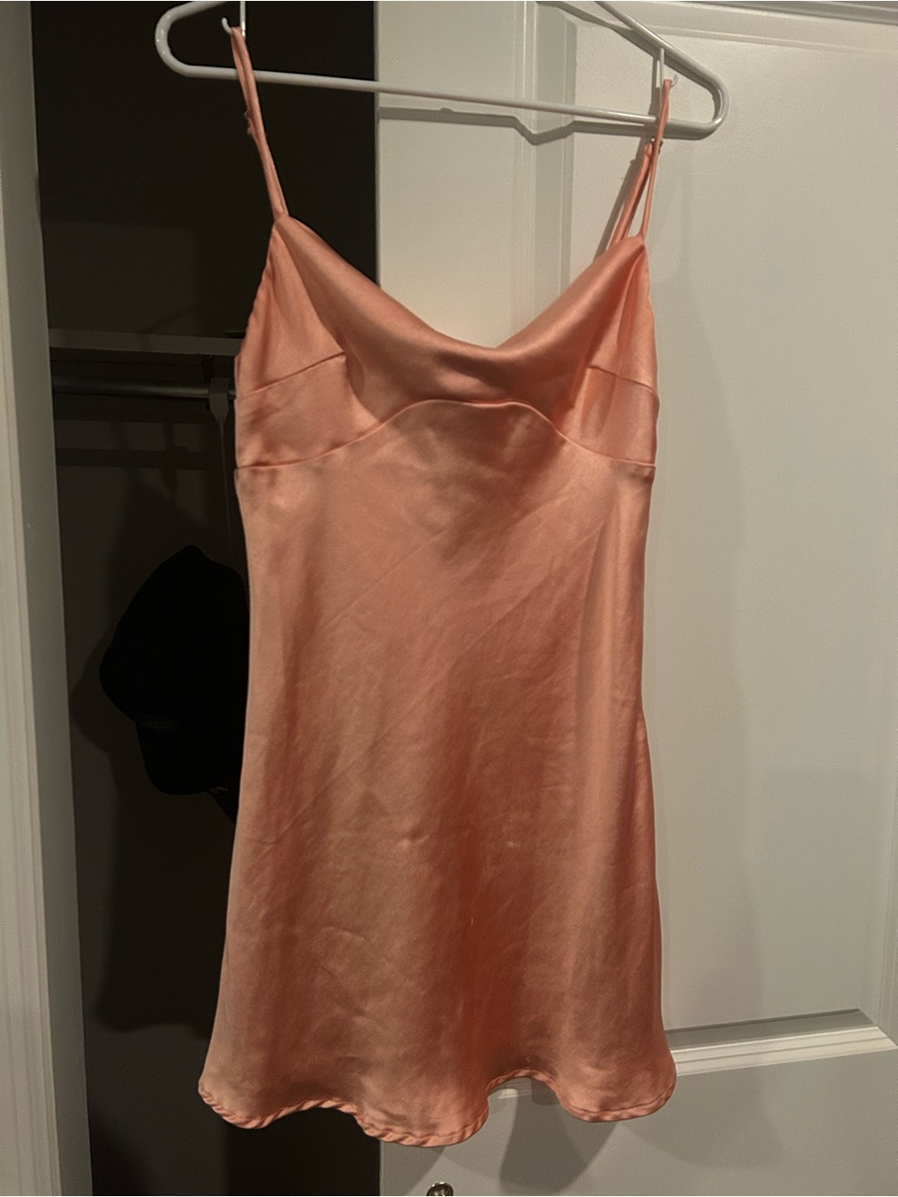 Princess Polly Peach Satin Slip Dress with Spaghetti Straps